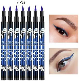 Rez May Insta Beauty Water Proof Long Lasting Liquid Sketch Pen EyeLiner Blue - 7 Pcs 21 g