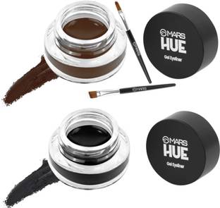 MARS 2 in 1 Black & Brown Water Proof & Smudge Proof 24hrs Gel Eyeliner 6 g