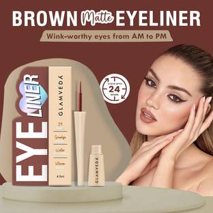 GLAMVEDA Super Matte Liquid Eyeliner Intense Brown | 24 hour Long stay | Quick Drying 4.5 ml