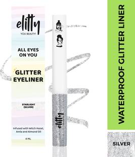 Elitty Silver Glitter Waterproof Liquid Eyeliner | Lasts Upto 12 Hours | 4 ml