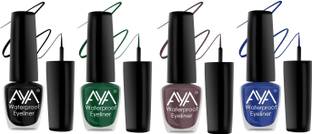 AYA 24 Hrs Long Lasting & Waterproof Eyeliner, Set of 4, (Black,Blue,Brown,Green) 20 ml