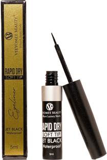 Veeyomee Beauty Rapid Dry Soft Tip Jet Black Waterproof Eyeliner - Smudge-Proof, Long-Lasting 5 ml