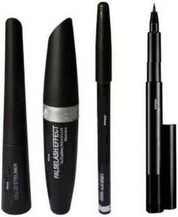 Oaken 4IN1 EYELINER SET WITH KAJAL, MUSCARA, EYEBROW PENCIL (PACK OF 4) 4 g