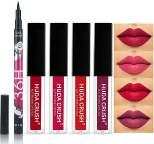 HUDA CRUSH Beauty Waterproof 36h Eyeliner+4pcs. Red Edition Liquid Matte Mini Lipstick Set