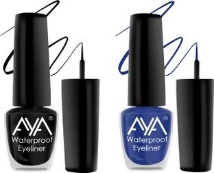 AYA 24 Hrs Long Lasting & Waterproof Eyeliner, Set of 2, (Black and Blue) 10 ml