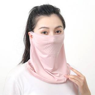 sannidhi UPF 50 Plus Ice Cool Mesh Face and Neck Gaiter Sun Protection Mask Pink