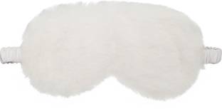 Jenna Natural Silk & Fur Sleep Mask, Puffy Eyes and Dark Circles (White)