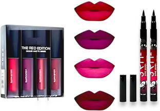 Winble BEST QUALITY 4 IN 1 LIQUID LIPSTICK RED WITH PACK OF 2 EYELINER 100 ml
