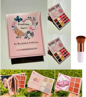 zemglam ZG 5in1 Book-Style Foldable Makeup Palette Set | Portable And Foundation Brush 150 g