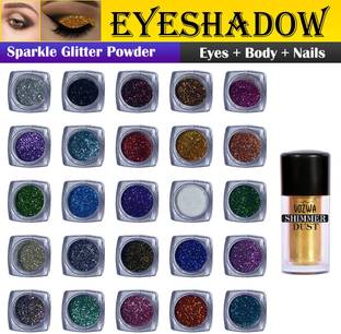 VOZWA 25 Color Eye Shadow Glitter Powder with Golden eyeshdow Shining Dust 27 g