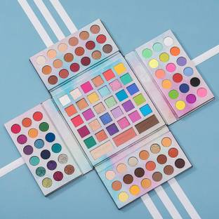 glowease Highly Pigmented Neon Glitter Rainbow Pastel Paradise Make Up Eye Shadow Palette 105 g