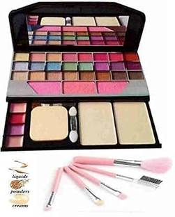 FROSTED COSMETIC 35 Shades 2 Compact Eyesadow and 5 Pc Makeup Brush Kit 50 g
