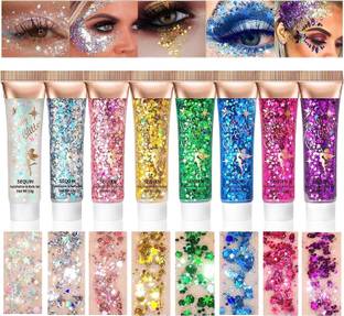 HUDAMOJI 6 Color Body Glitter Gel Mermaid Face Chunky Glitter Sequins for Eye Lip Hair 18 g