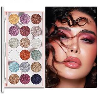 HSQ High Pigment Glitter Eyeshadow Palette | Waterproof & Smudge-Proof Eye Kit 18 g
