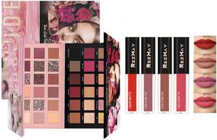 rezmay Beauty Promo Pack Rose Gold & Nude Eyeshadow Palette + Liquid Matte 4 Lipsticks 36 g