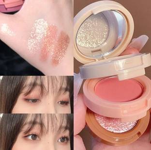 manasona 3in1 face highlighter+blusher with mini compact palette |travel/pocket friendly 4.8 g