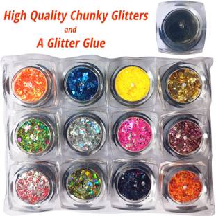 vizo Fine multicolor 12 color chunky glitter powder Eyeshadow chunky glitter 20 g