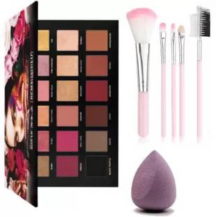FROSTED COSMETIC 18 Shades Shimmery Rosegold Eyeshadow 5pc Brush Beauty Bleder 20 g