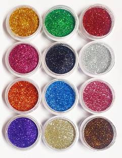 VOZWA Eye Shadow Glitter Powder And Nail Art Decoration set of 12 12 g