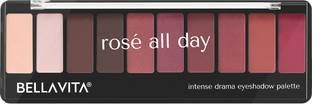 Bellavita Intense Drama Eyeshadow Palette with Brush | 10 Colors | Highly Pigmented 10 g