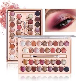 HSQ Trendy 35-Color Glitter Eyeshadow Palette with Matte Shades Multi-Use Eye Makeup 35 g