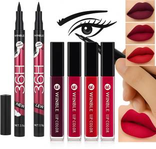 Winble BEST QUALITY 4 IN 1 LIQUID LIPSTICK RED WITH PACK OF 2 EYELINER 100 ml