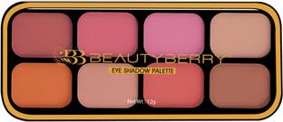 Beauty Berry Long Wearing Matte Eyeshadow and Blusher Palette with 8 Highly Pigmented Shades 12 g