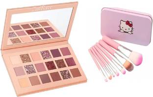 NXGTYA Fashion Nude Eyeshadow Makeup Kit + Hello Kitty Makeup Brushes 18 g