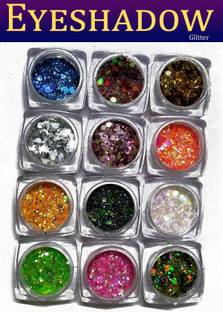VOZWA Colorful Eyeshadow Glitter Powder Thick & Thin - 12 Pcs 12 g