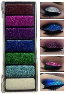 tanvi27 New 7 Amazing Colors Gel Base Glitter Eye Shadow Palette give Shining eyes 11.26 g
