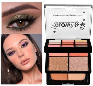 AEPRUY 9 Color Matte + Shimmer EyeShadow with Blush,Face Highlighter 25 ml
