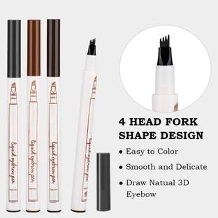 tanvi27 Brow Defined Grey & Dark Brown & Light Brown & Blakc Eyebrow Tatoo Pen Combo