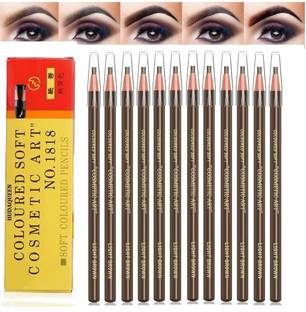 HUDAQUEEN Set of 12 Brown Eyebrow Pencil Micro Precision Tip 1818