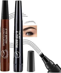 Glovasilk 4 Point Eyebrow Pencil Combo | Waterproof Black & Brown Microblading Brow Pen