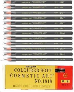 HUDAQUEEN 12 Grey Eyebrow Pencil Set Microblading Effect Waterproof 1818