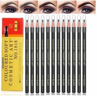 HUDAQUEEN Set of 12 Black Eyebrow Pencil Ultra Fine Tip Tattoo Effect 1818