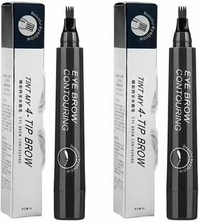 Glovasilk 2 Pcs Eyebrow Pencil Combo - Waterproof Microblading, Fine Sketch Tip, Black