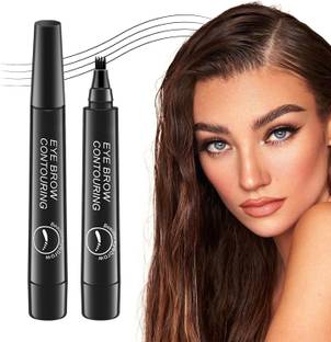 Glovasilk 4 Point Eyebrow Pencil Black, Waterproof Microblading Pen,Smudge-Proof,Long Stay