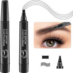 LOVE HUDA Eyebrow Contouring Pencil HD Waterproof Eyebrow Pen 4 Micro Fork Tip Applicator
