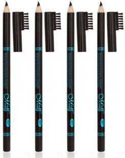 INDIANA HUDA 4 Pcs Long Lasting And Waterprof Jet Black Perfect Eyebrow Pencil With Brush