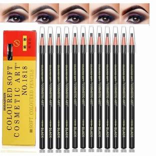 HUDAQUEEN Set of 12 Black Eyebrow Pencil Waterproof Microblading 1818