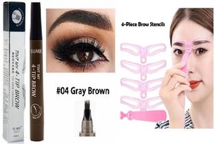 Digital Shoppy TINT MY 4-TIP BROW Liquid Eyebrow Pencil (No3 ) (Red Brown) With 4 style stencil