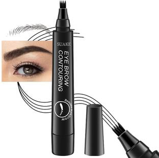 Glovasilk Eyebrow Liquid Pen Black,4 Micro-Fork Tip,Waterproof,Smudge-Proof & Long-Lasting