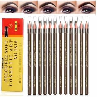 HUDAQUEEN Set of 12 Brown Eyebrow Pencil Soft Creamy Texture 1818