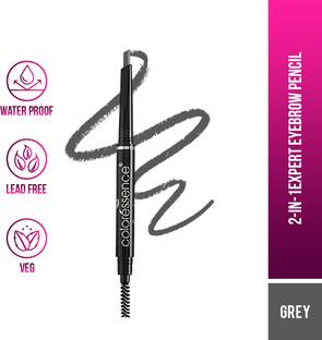COLORESSENCE Expert Eye Brow Pencil 2 in 1 Dual Function Brow Filling Pencil with Spoolie Shaping Brush Eyebrow Styler - 0.25 g (Grey)