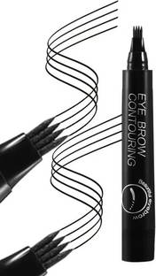 Emijun Black Beard Pen and Eyebrow Pen, Waterproof Microblading Filler Liner Brow Pen Eyebrow Stencil