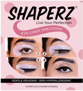 Shaperz Cat Eye Winged Tip 100% Latex Free Eyeliner Stencils - Pack of 12 Pairs Eyebrow Stencil