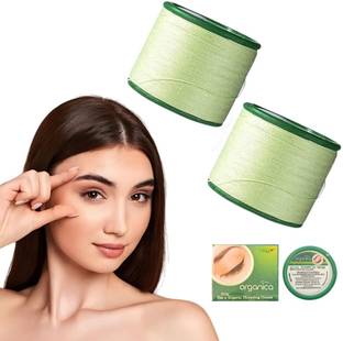 AJ FASHIION Organic Cotton Eyebrow Thread Tool - 2 Rolls(300M) for Facial Hair Removal Eyebrow Thread
