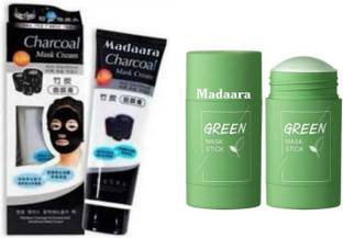 Madaara Face Tech Anti Black Head Remover Charcol Mask And Green Tea Fce Mask Stick