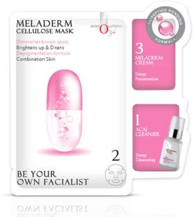 O3+ Brightening Meladerm 3-Step Cellulose Face Sheet Mask Pack of 2 Each (2g)+